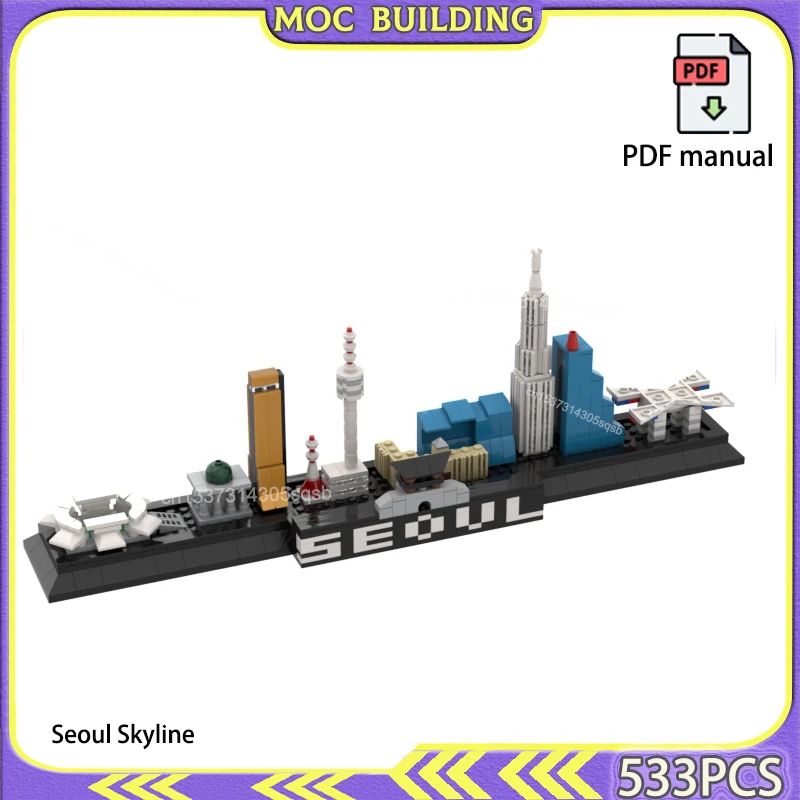 

Seoul Skyline Blocks Desk Decor MOC Building Blocks Toys Korean City Street View Construction Gift