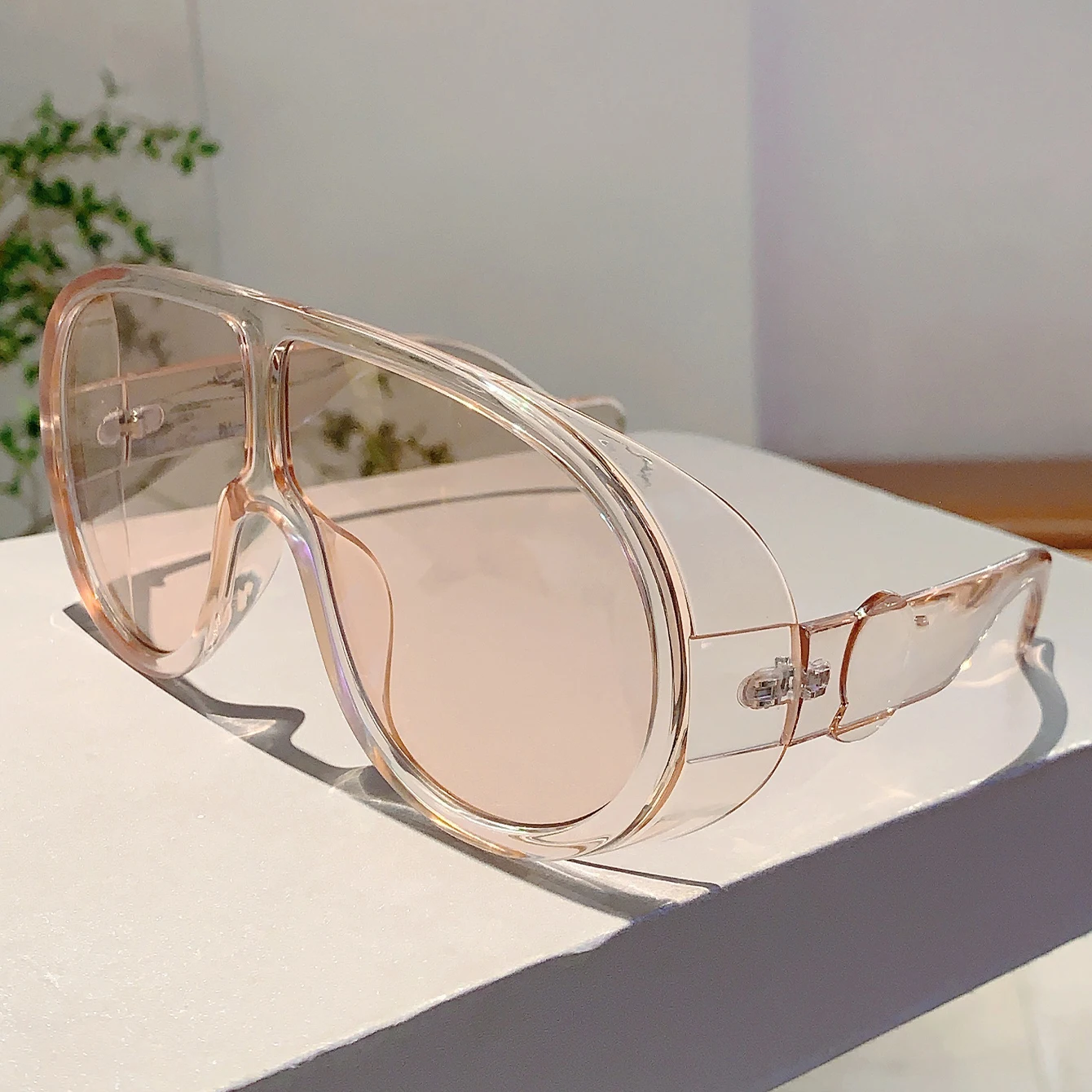 KAMMPT Oversized Monoblock Sunglasses Women 2024 New in Stylish Candy Color Outdoor Goggle Trendy Vintage Punk Travelling Shades