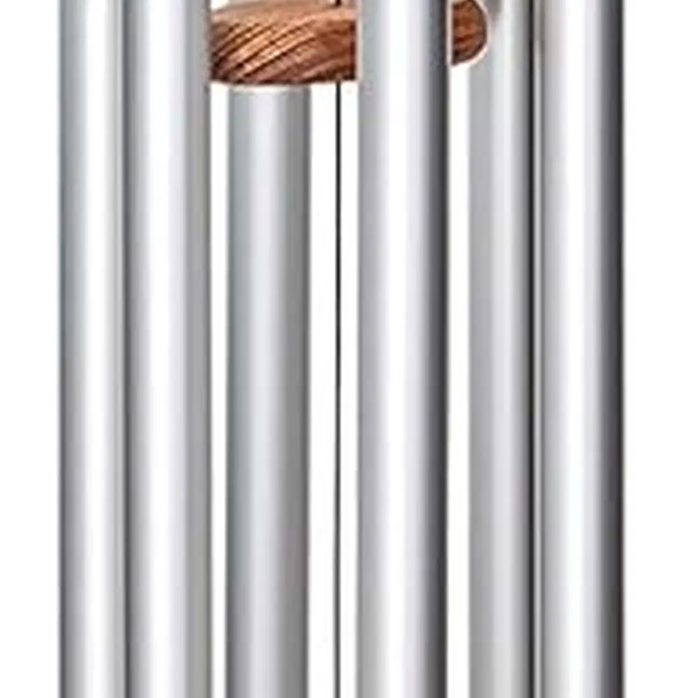 

58-inch Redwood Wind Chime in Satin Silver for Patio, Backyard, Garden, and Outdoor décor. Made in The USA.