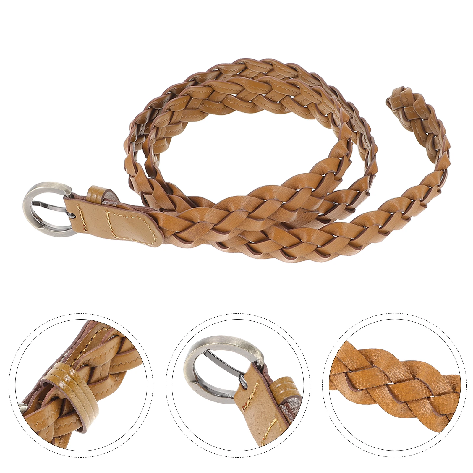 

Woven Waist Belt Retro Style Fashion Accessory Adjustable Size for Dresses Jeans Tights Black Trouser Women Belt