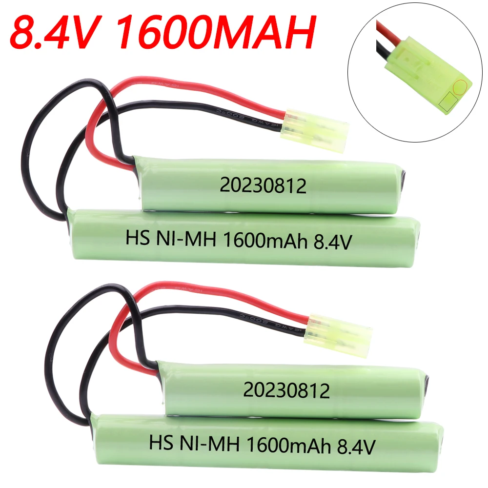 

8.4V 1600mAh Replace NIMH Battery Pack for H VFC HK416 CQB Rifle parts 8.4V NI-MH Battery with Mini Tamiya Connector Airsoft Gun