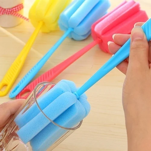 2 Pcs Kitchen Cleaning Tool Sponge Brush for Wineglass Bottle Coffe Tea Glass Cup Color Random Cleaning Products