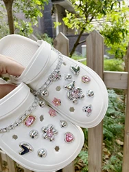 20pcs Shoe Charms With Pink Rhinestone & Detachable Plated Bear Shape For Beach Sandal And Slipper Decorations