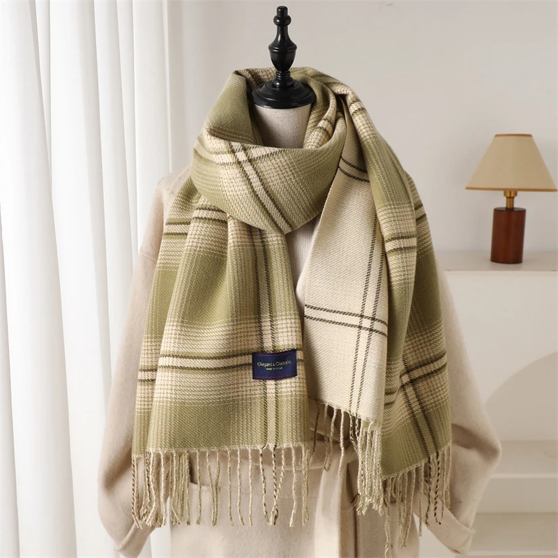 

Luxury Plaid Scarf Winter Warm Cashmere Women Long Bandana Pashmina Female Scarves Tassel Shawl and Wraps 2025 Design Foulard
