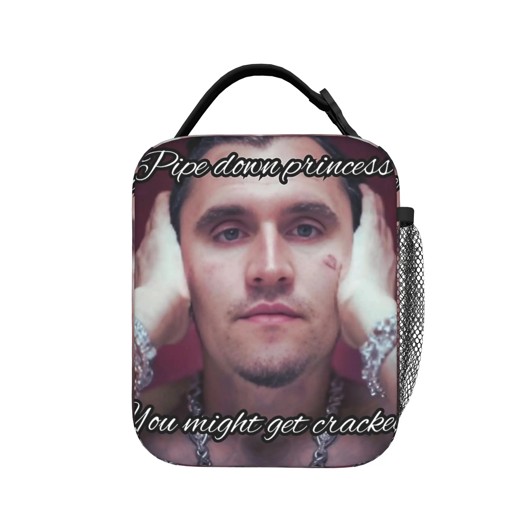 Charlie Kirk Face Rapper Meme Insulated Lunch Bag Cooler Bag Reusable,Meal Container  Leakproof Tote Lunch Box Food Handbags