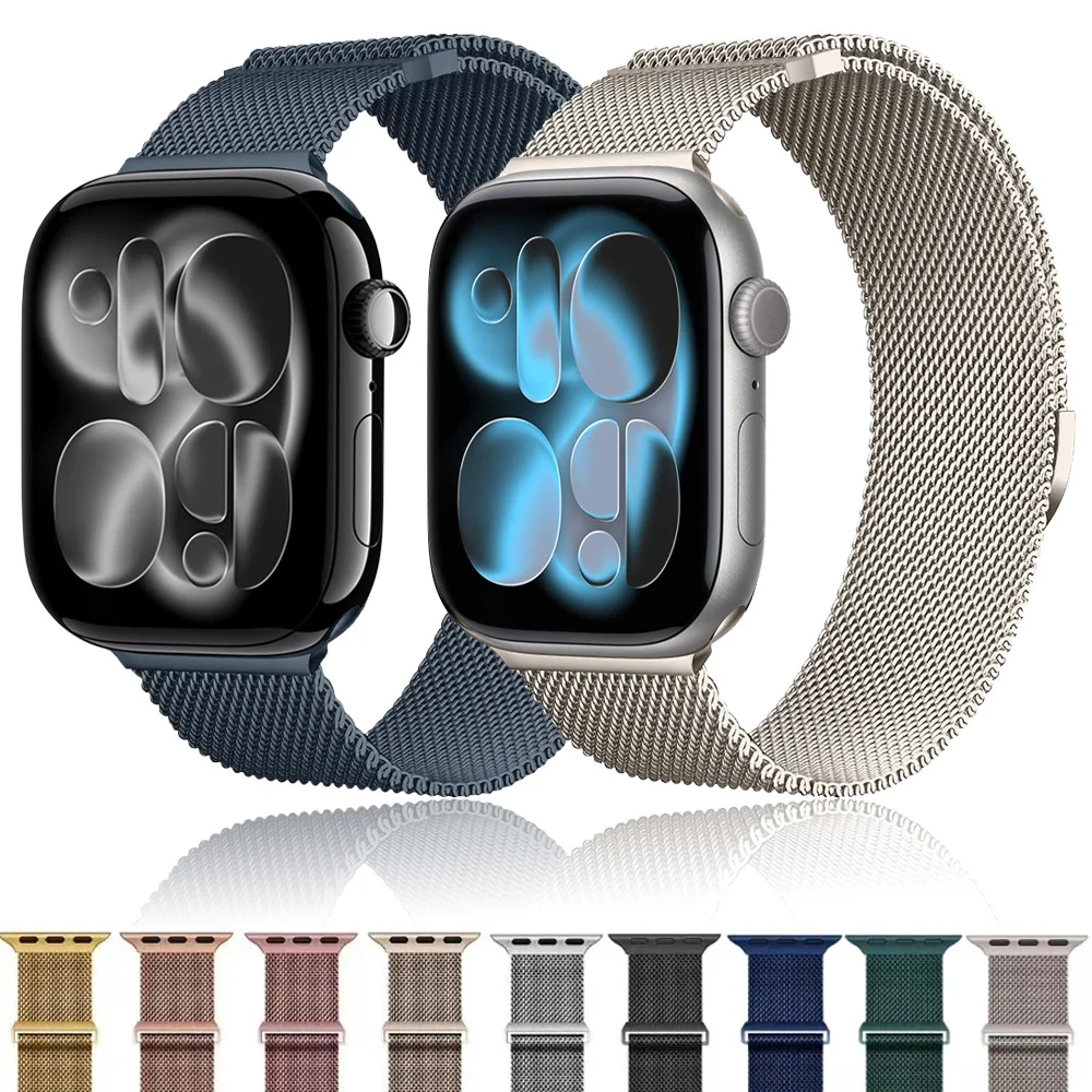 Magnetisches Metall-Milanese-Loop-Armband für Apple Watch Band Ultra 3 2 1 11 10 9 8 7 49mm 46mm 42mm 45/41mm Gürtel iWatch 6 SE 44/40mm