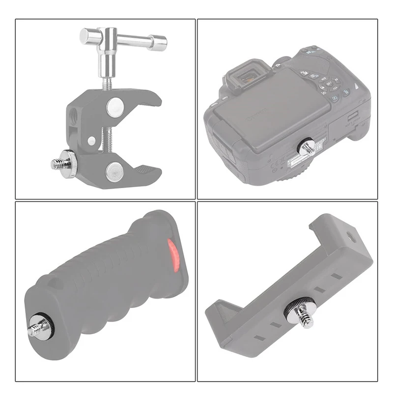 10 Stuks Standaard 1/4 "Naar 1/4" Schroefadapter Met Schroefdraad 1/4 "Tot 3/8" Dubbele Kop Voor Camerakooi/Monopod/Kogelkop/Lichtstandaard