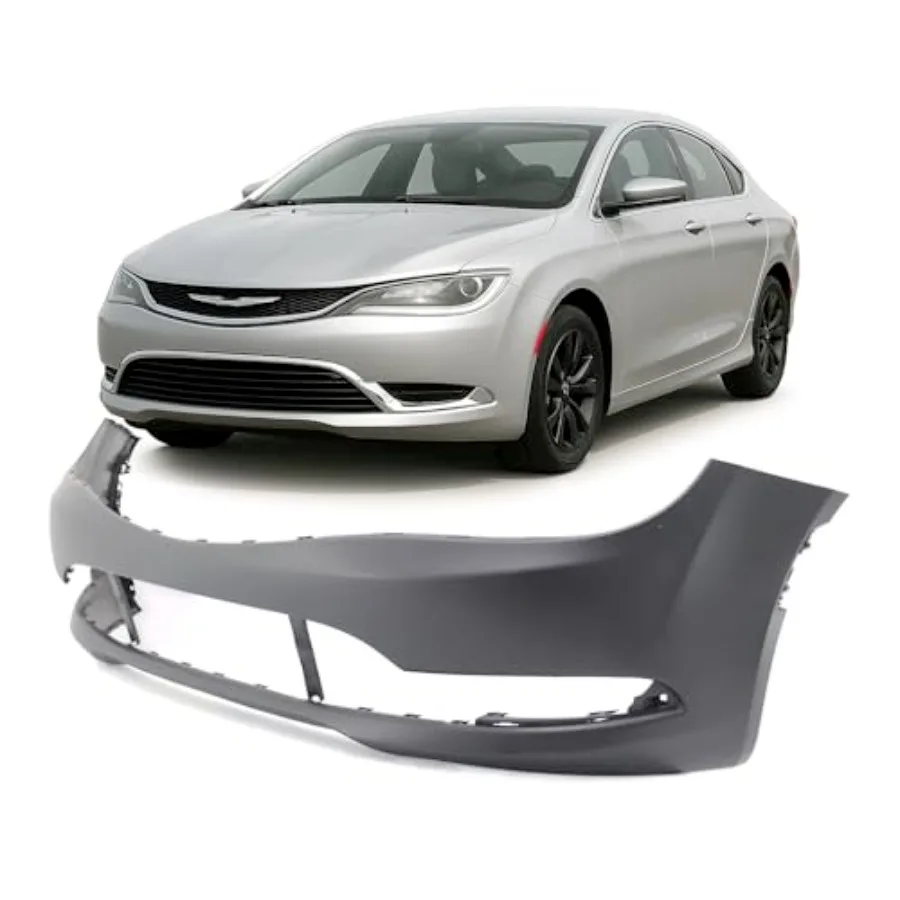 

Front Bumper Cover for 2015-2017 Chrysler 200 Sedan Compatible with C S LX W/O Park Assist Primed Ready for Paint Black
