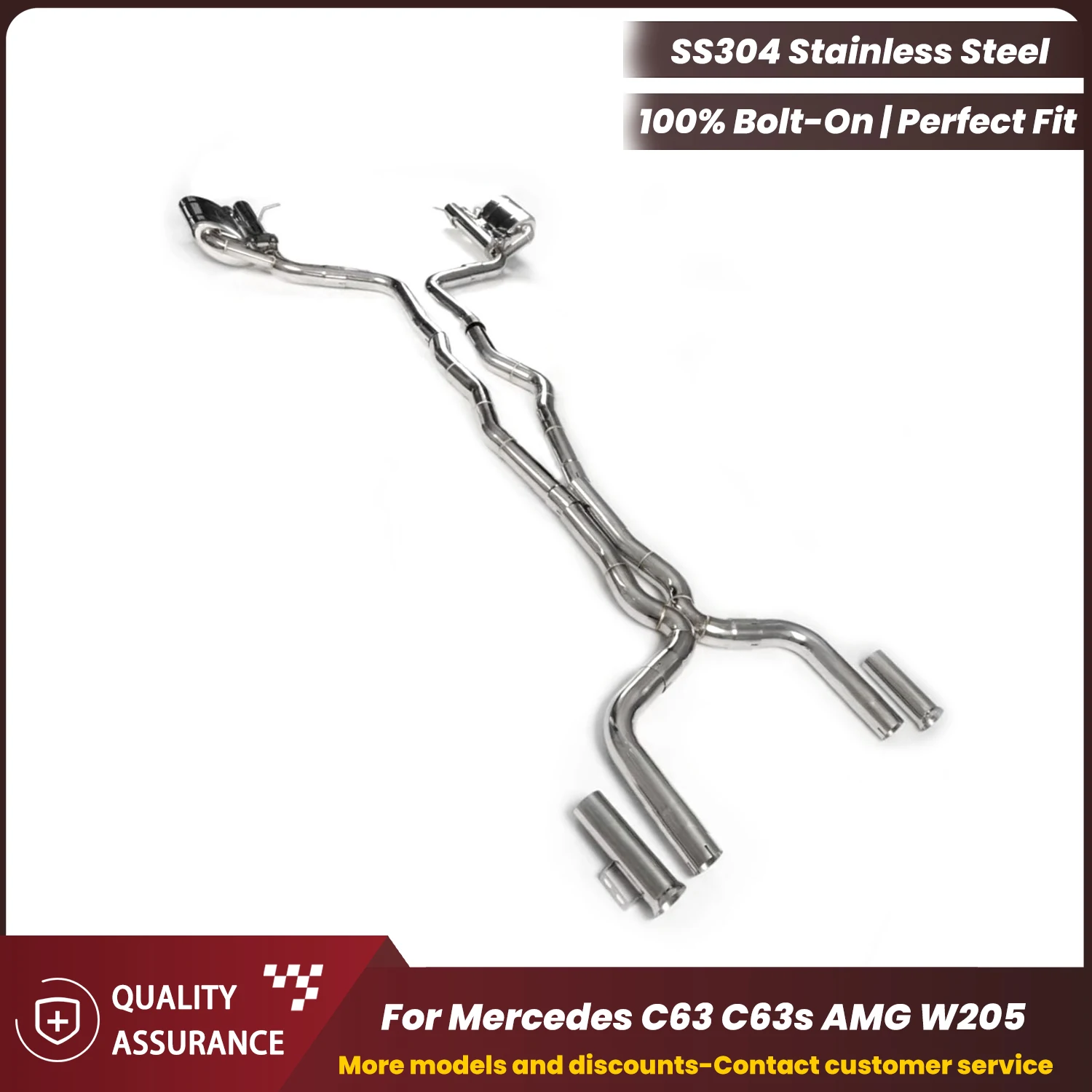 

Plug & Play No Tuning Warranty Safe Race Sound Adjustable Valve Catback Exhaust ECCF Stainless Steel for Mercedes C63 C63S W205
