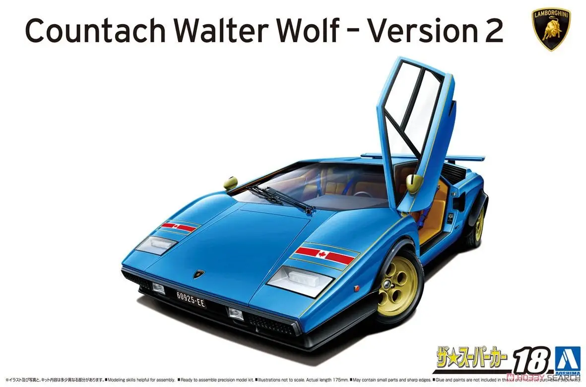 Aoshima 06383 Static Assembled Car Model Toy 1/24 Scale For Lamborghini Countach Walter Wolf Version 2 Sports Car Model Kit