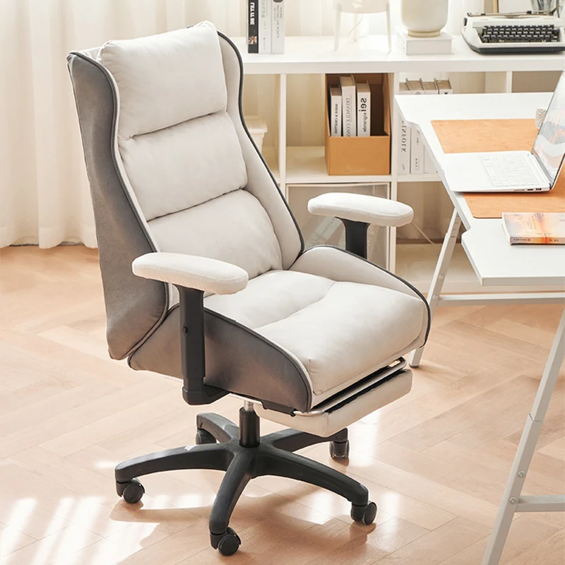 

Gaming Back Cushion Office Chair Full Body White Adjustable Lounge Work Chair Footrest Professional Silla Plegable Furniture