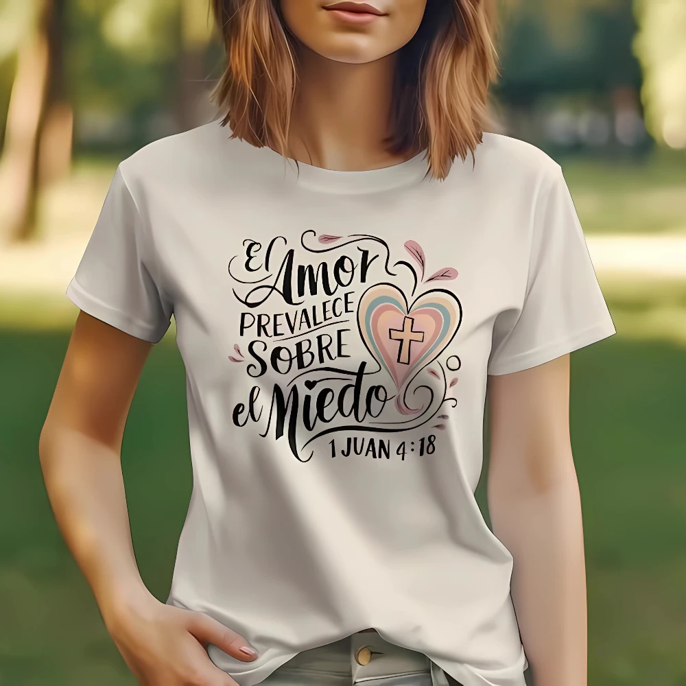 Spanish Bible Verse - Frases religiosas T-Shirt pattern High quality cotton kawaii clothes clothes for women  tops