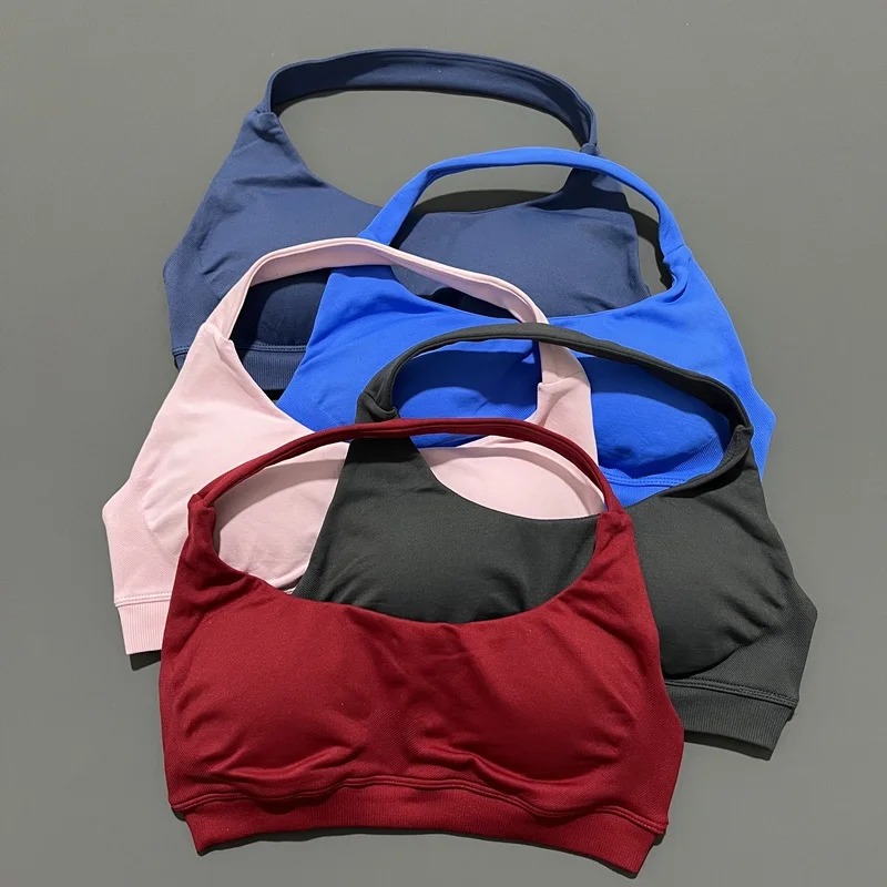 No Logo Sports Bra Seamless Design Fitness Running Yoga Pilates High Elasticity Breathable Maximum Support Women's Workout Bra