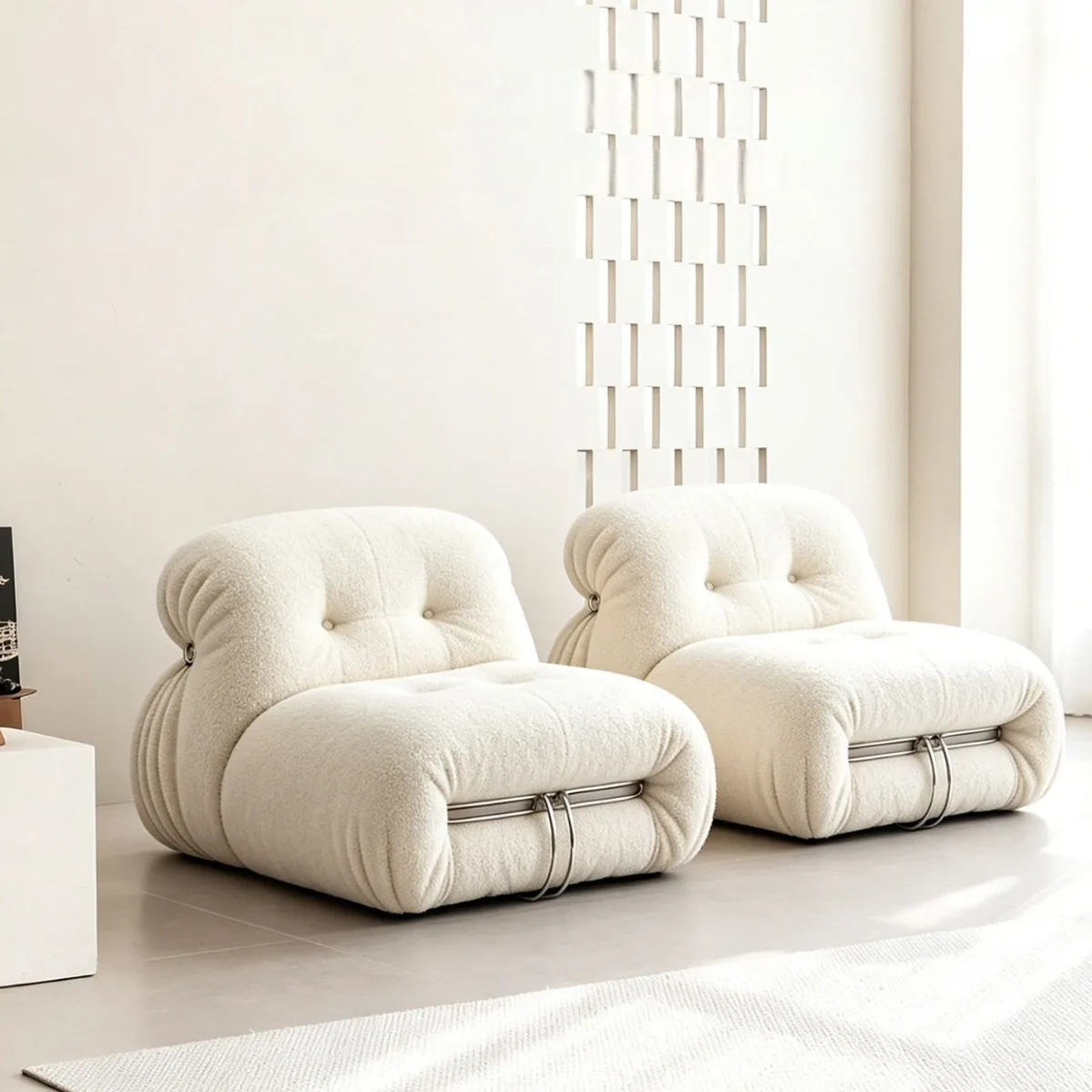 Italian minimalist lamb wool hippo sofa single sofa hotel clubhouse model room lazy sofa