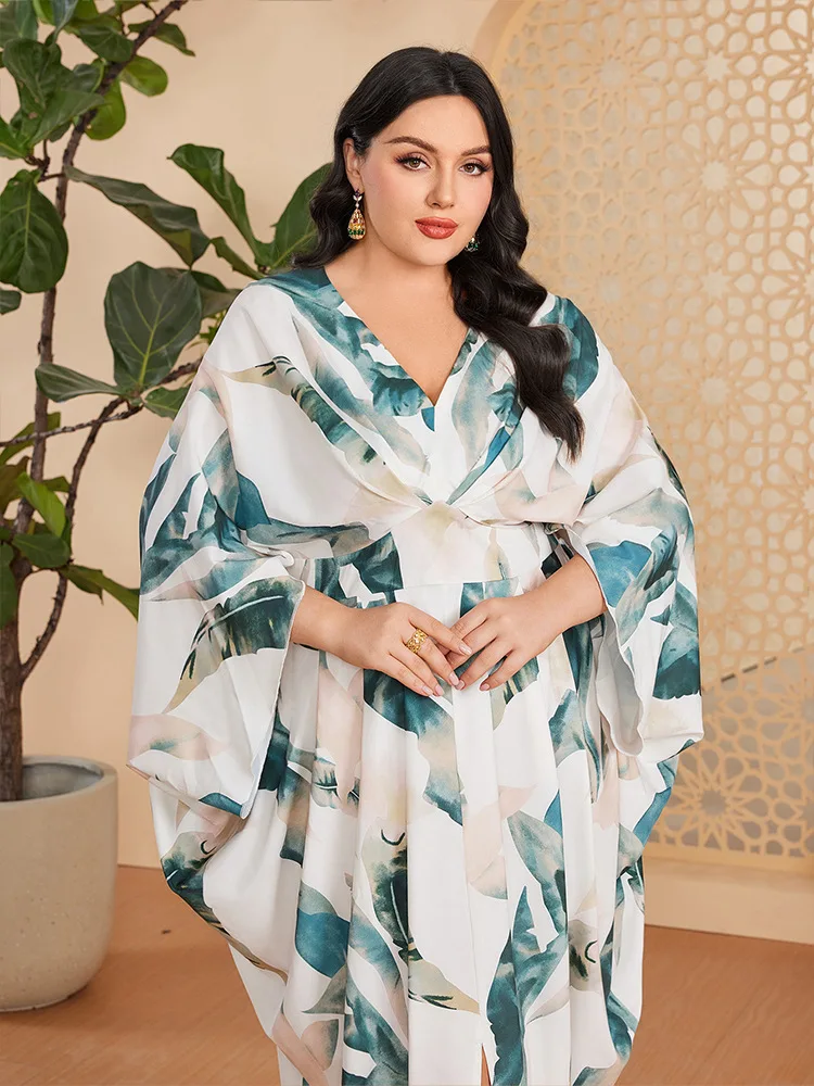 Eid Muslim Jalabiya Women Party Dresses Print Abaya Ramadan Dubai Abayas Saudi Arabic Long Robe Islam Vestidos Morocco Kaftan