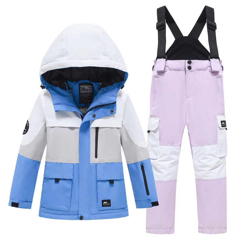 -30℃ Children's ski suit snow cross-country 110-160cm 5 6 7 8 9 10 11 12 13 14 15 years boys girls Off road Warm waterproof