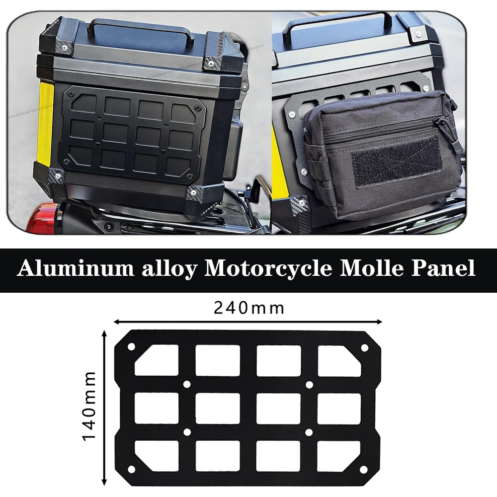 

Kaiuve Universal Motorcycle Top Case & Side Box Aluminum Alloy Tactical Trunk Molle Panel Modular Quick-Mount Organizer