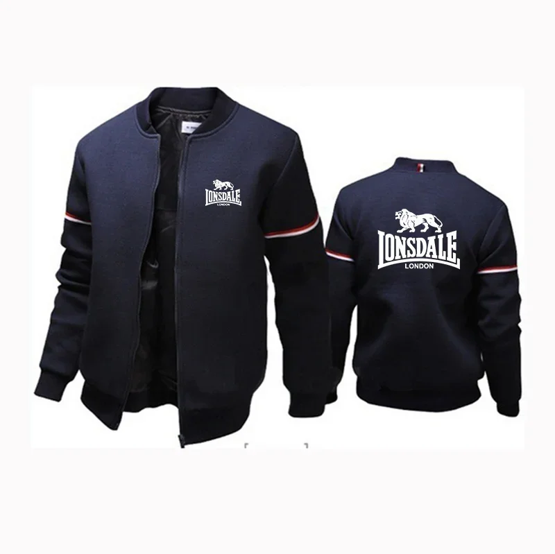 

Spring Autumn New Lonsdale Men's Flight Jacket Printing Hooded Long Sleeve High Quality Fashion Leisure Zipper Jackets Man Coat