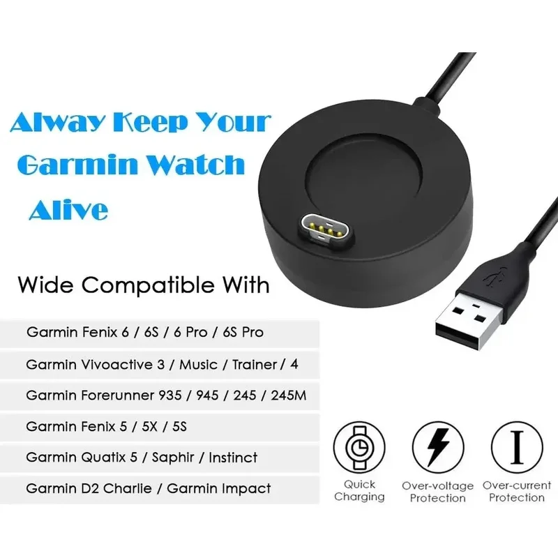 قاعدة شاحن USB كابل شحن الحبل ل Garmin Fenix 7 7x 5/5S/5X Plus 6/6S/6X Pro Sapphire Venu Vivoactive 4/3 945 245 Quatix
