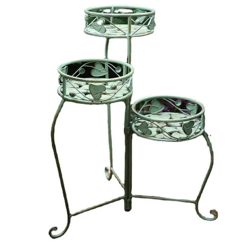 

Modern simple love, leaf three baskets outdoor multi-layer folding flower stand, flower pot stand courtyard garden