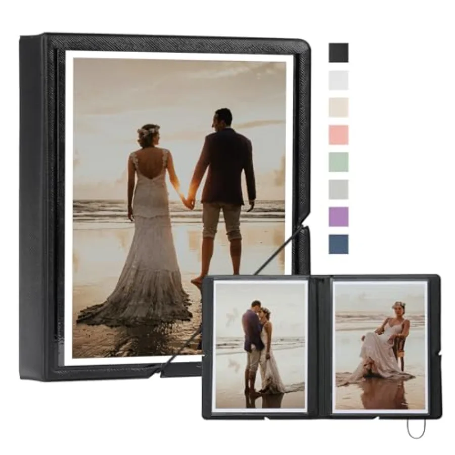 

Small Photo Album 5x7 Customizable Cover Plastic 5x7 Photo Book Holds 36 Pockets Mini Picture Album for Wedding Family and Trav