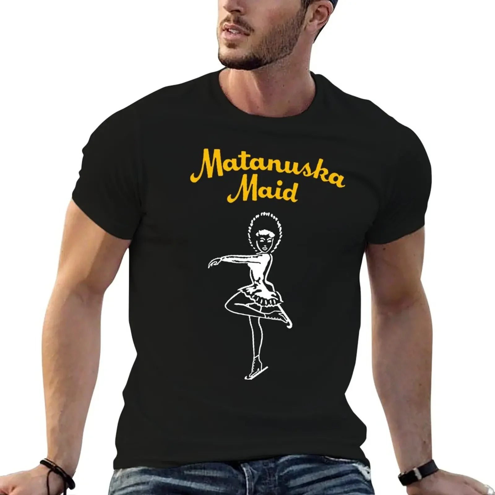 

Matanuska Maid ~ Yellow and White T-Shirt customs design your own tees man clothes shirts graphic tee men