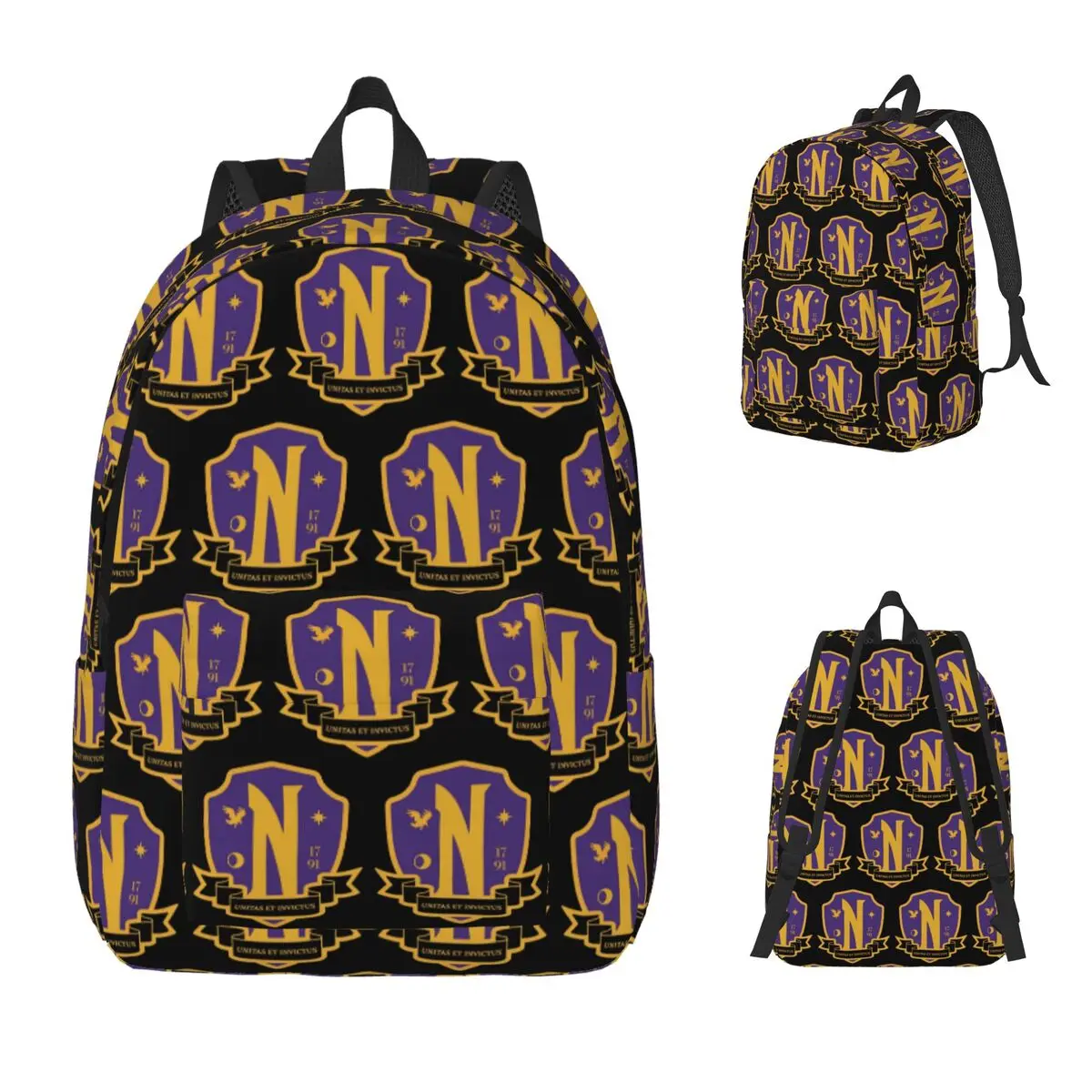 Nevermore Academy Crest (clean) Backpack Daypack Large Capacity Children BookBag School Bag Shoulder Bags for Men Women