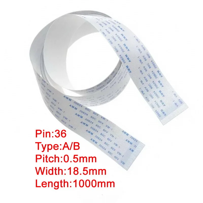 

5Pcs 100cm 1000mm 36Pin 0.5mm Pitch FFC FPC AWM 20624 80C 60V VW-1 Type A B Flat Flexible Cable