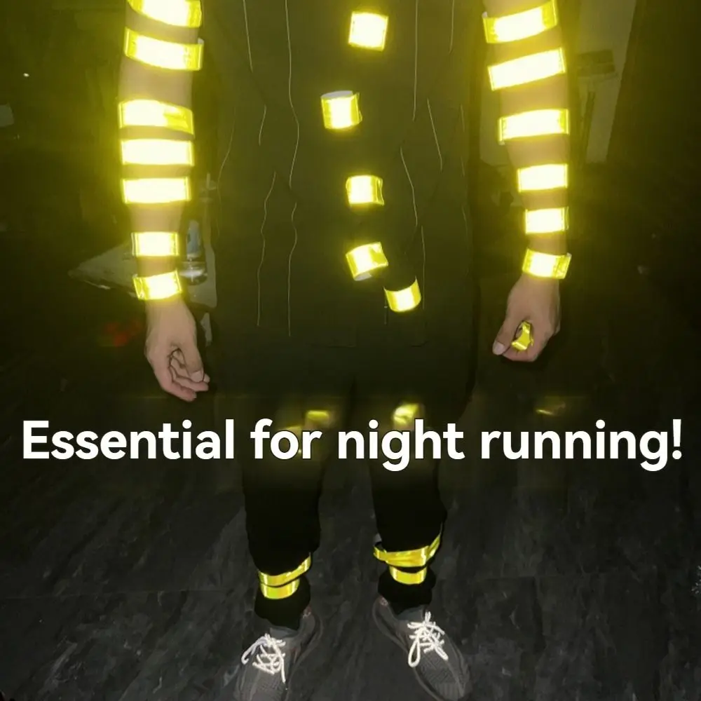 

20Pcs Warning Reflective Safety Wrist Strap Green 22/30cm Reflective Snap Ring Visibility Funny Reflective Slap Bracelet Party