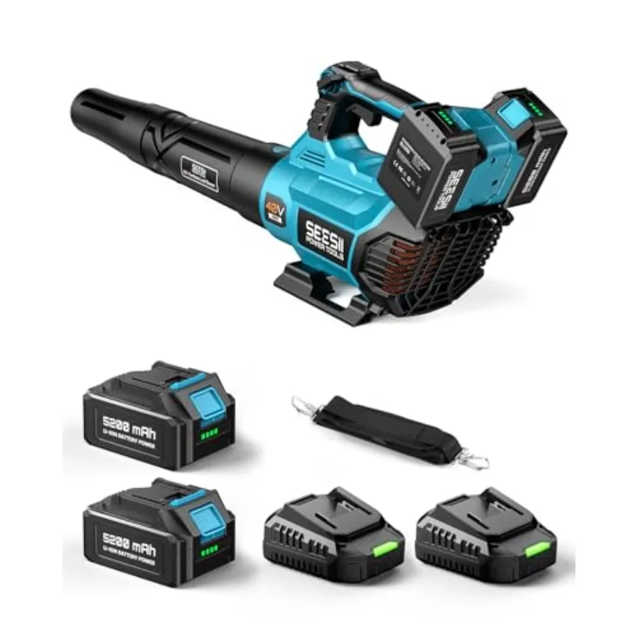 40V Leaf Blower Cordless 650CFM Brushless Motor Battery Powered Leaf Blower with 2 x 5.2Ah Batteries and 2 Chargers Turbo Mode