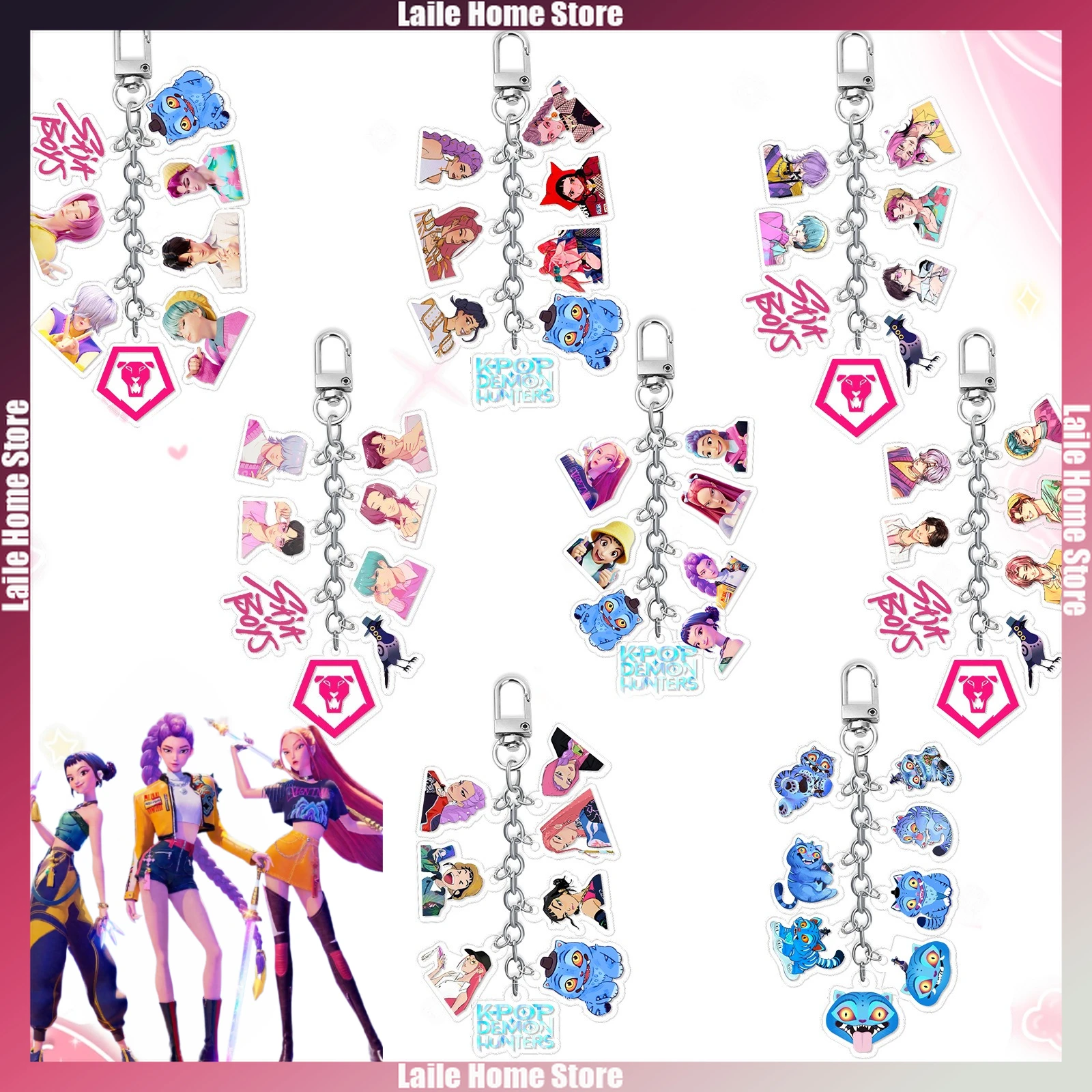 

Kpop Demon Hunters Keychain Cartoon Printing Rumi Zoey Keyring Saja Boys Bag Key Ring Decoration Boys Girls Christmas Gift