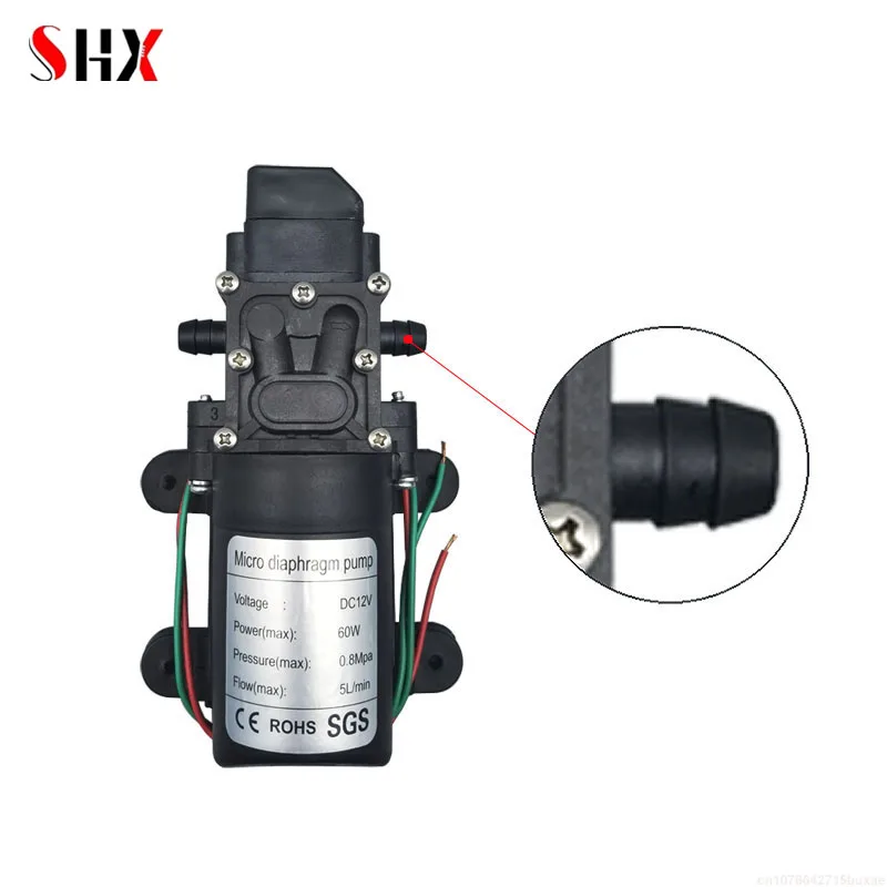 DC 12V 120PSI 5L/Min High Pressure Diaphragm Water Pump Black Micro Electric Water Pump Self Priming Pump Water Sprayer Car Wash