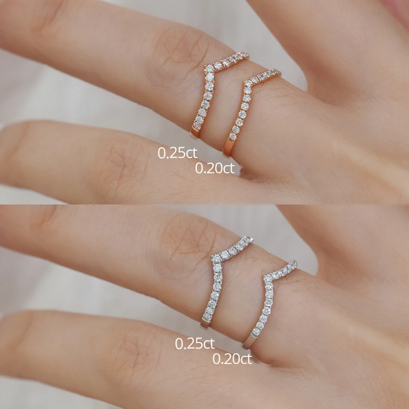 Aazuo diamondjewelry 18Kgold White Gold Natrual Diamonds Clasic V Lines Ring Gift For Women Luxury Engagement Halo anillos mujer