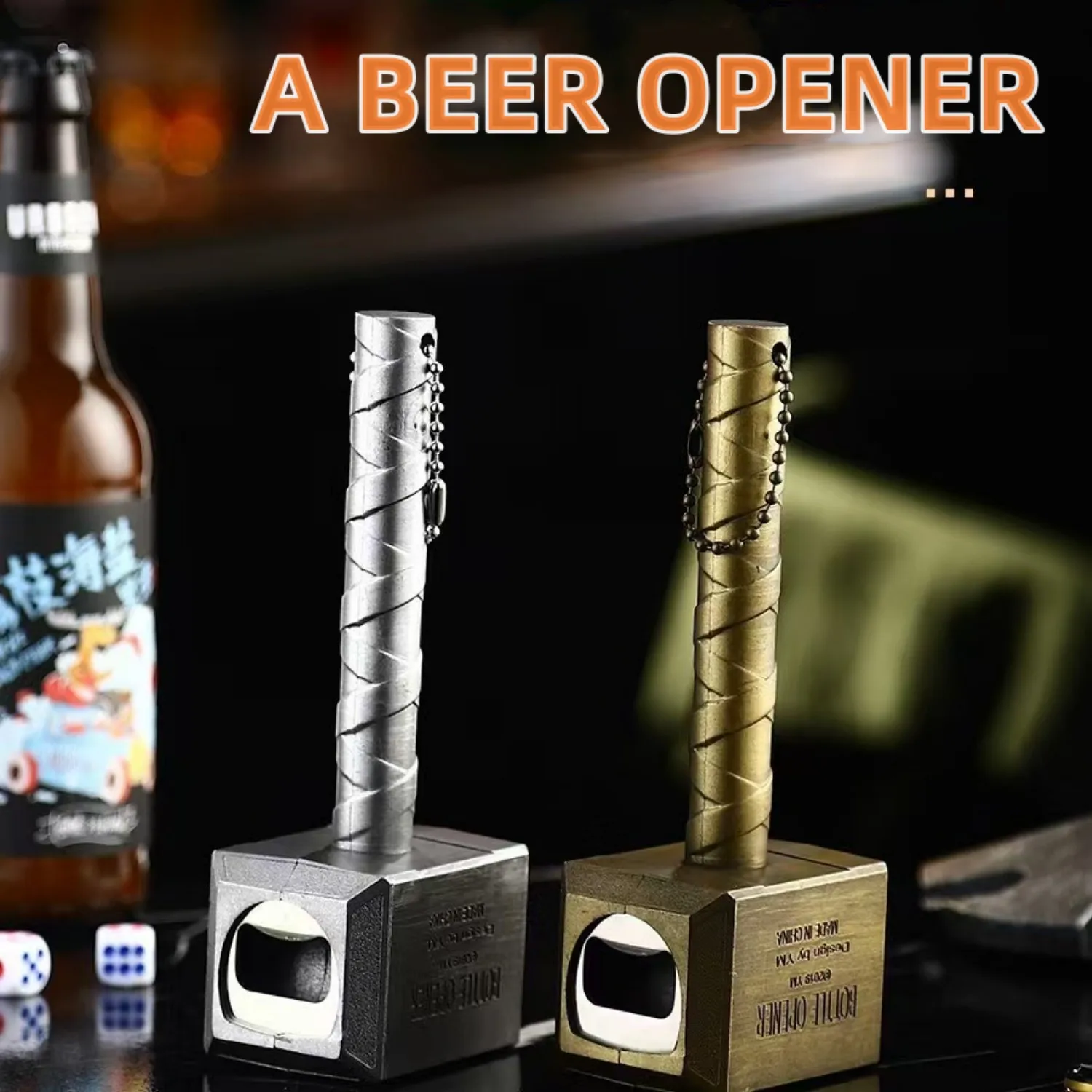 Creative Vintage Beer bottle opener Magical Thor Metal Hammer Key Chain Bottle opener Multi-function long handle bottle opener