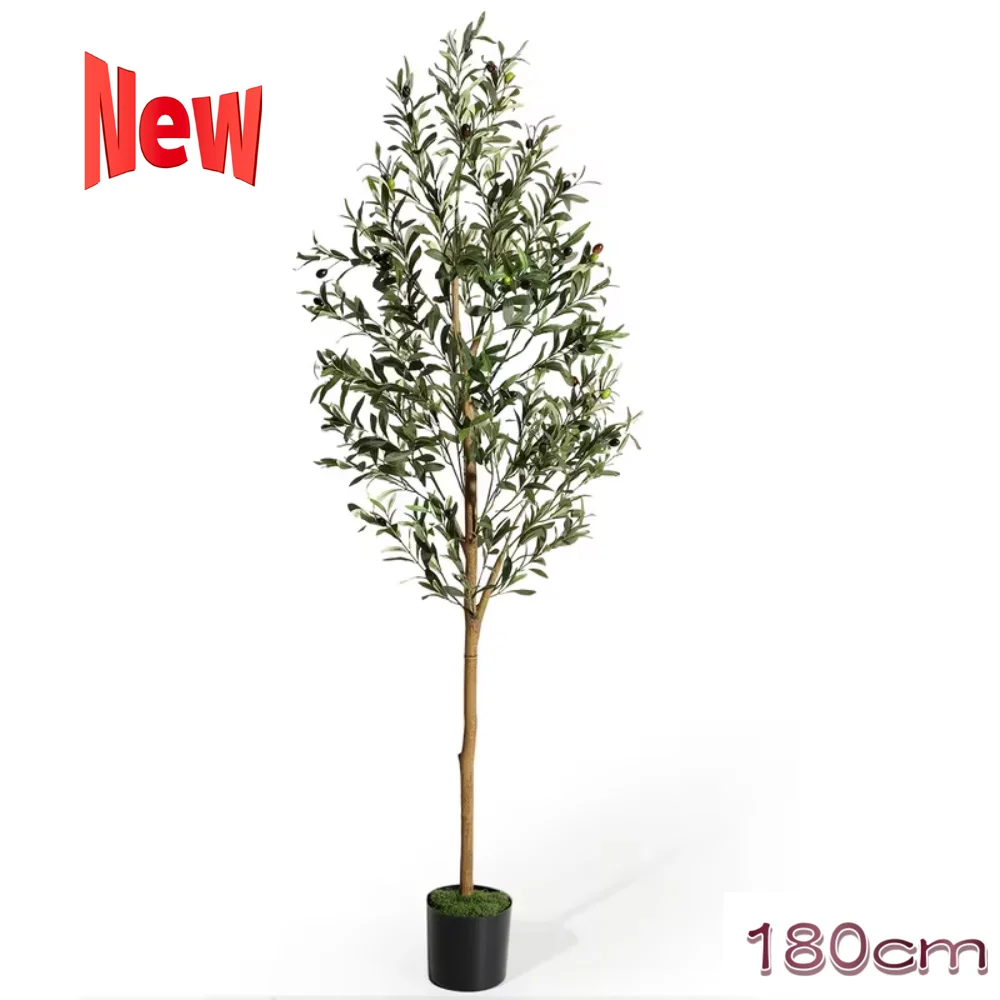 HAUSPROFI Kunstmatige Olijfboom 120/150/180cm - Kunstplanten met houten stam voor woonkamer, kantoordecoratie, lente decoratie
