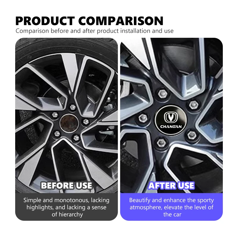 For Changan 4Pcs 56MM Car Wheel Center Hub Caps Logo Sticker CS15EV Alsvin Eado RAETON CS35 CS15 CS95 CS55