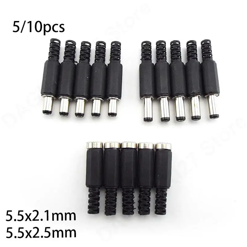 DC female male Power supply Plug Connectors 5.5mm x 2.1mm 5.5x2.5mm Female male Jack Socket Adapter Wire 5525 5521 V27