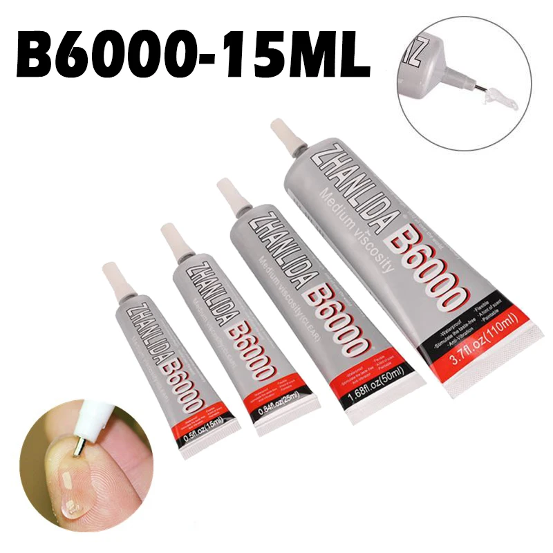 B6000 15ml Liquid Glue Rubber Wood Metal Paper Glass Glue Super Clear Epoxy Resin Adhesive Jewelry Strong Fabric Plastic School