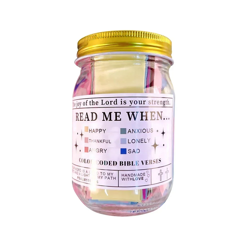 Christian Cards Jar Colorful Bible Verses Jar Different Moods Scripture Cards for Reading Christmas Gifts Emotions and Feelings