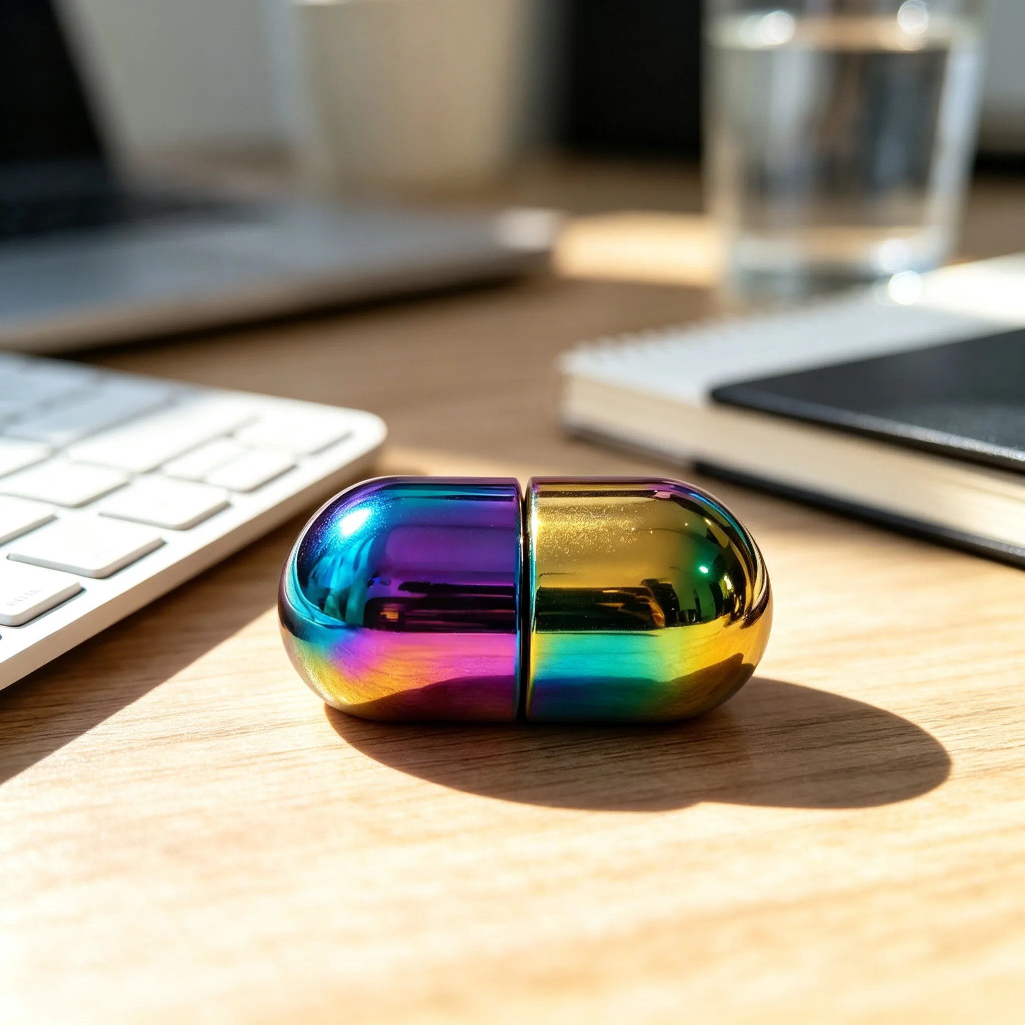Iridescent Metal Capsule Magnetic Fidget Toy, Strong Magnetic Stress Relief Desk Ornament Pocket EDC Decompression Unique Gift