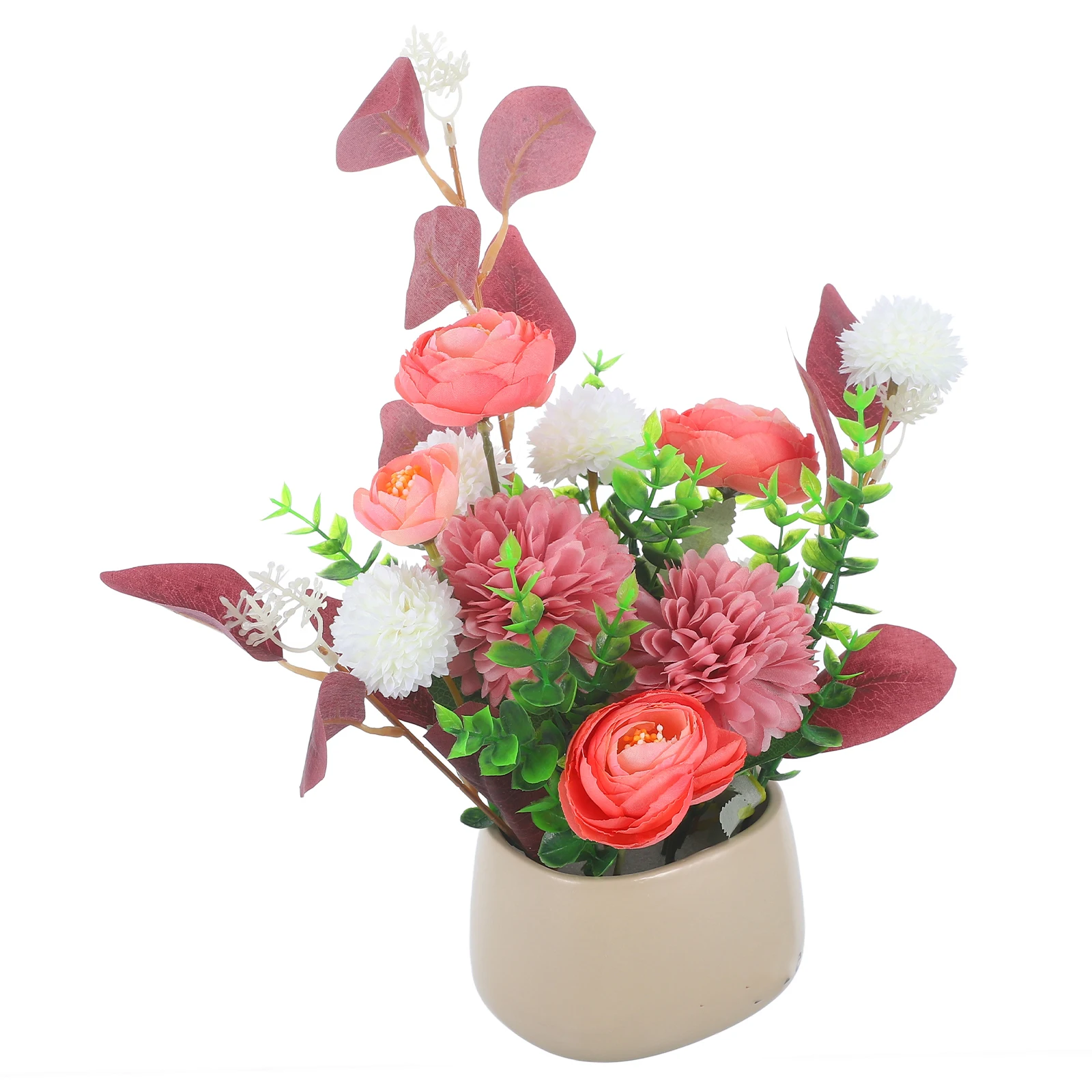 

Artificial Plants Home Decor Indoor Fake Potted Flower Shallow Lifelike Small Bonsai Easy Care Clean Practical