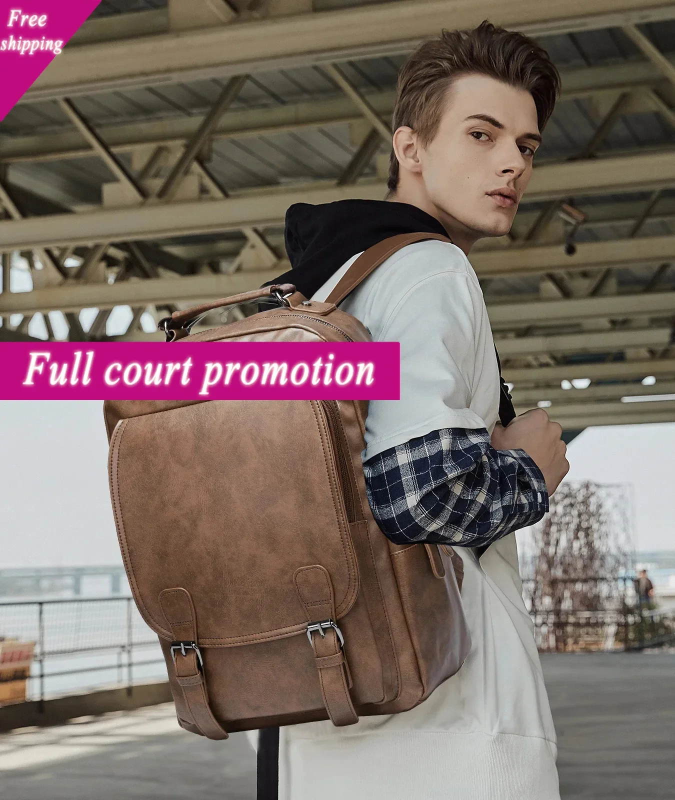

Leather with USB Charging Port,Waterproof Backpack Fit 15.6 inch Laptop, Large Capacity Suitable for Traveling