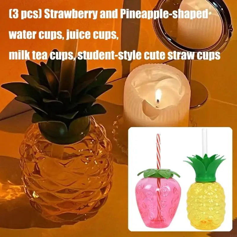 

Lovely Fruit Bromeliad Molded Waterbottle With Soft Straw Lid Complimentary ABS Substance For Kids Students Outdoor Tasks B03E