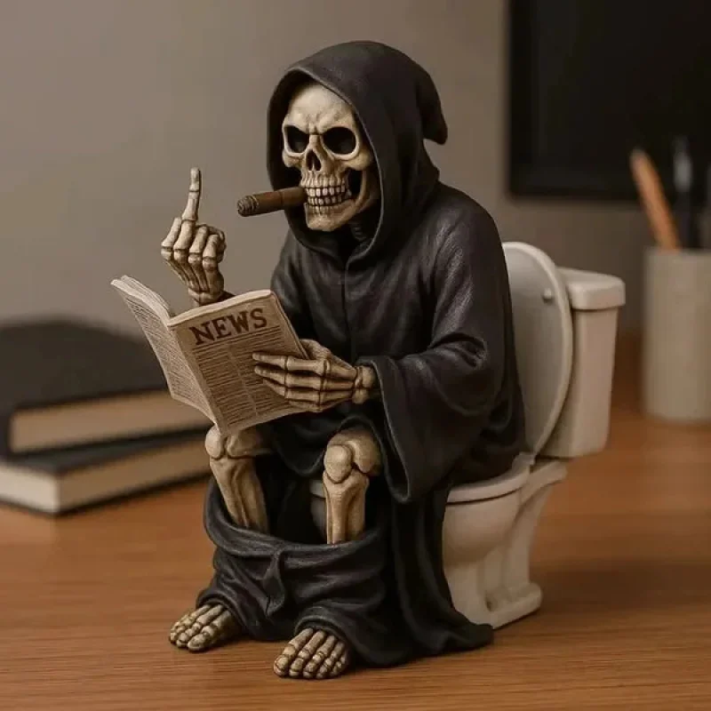 Nouvelle Statue du Dieu de la Mort avec Doigt d'Honneur en Résine, Ornement Artisanal, Décoration d'Halloween, Petit Cadeau