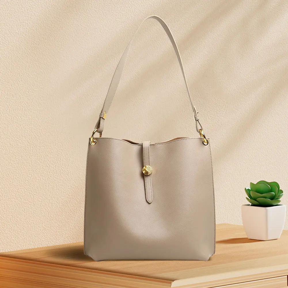 

2024 Autumn New Large Capacity Mother Unique Design Genuine Leather Women's One Shoulder Handheld Bucket Bag сумка сумки для жен