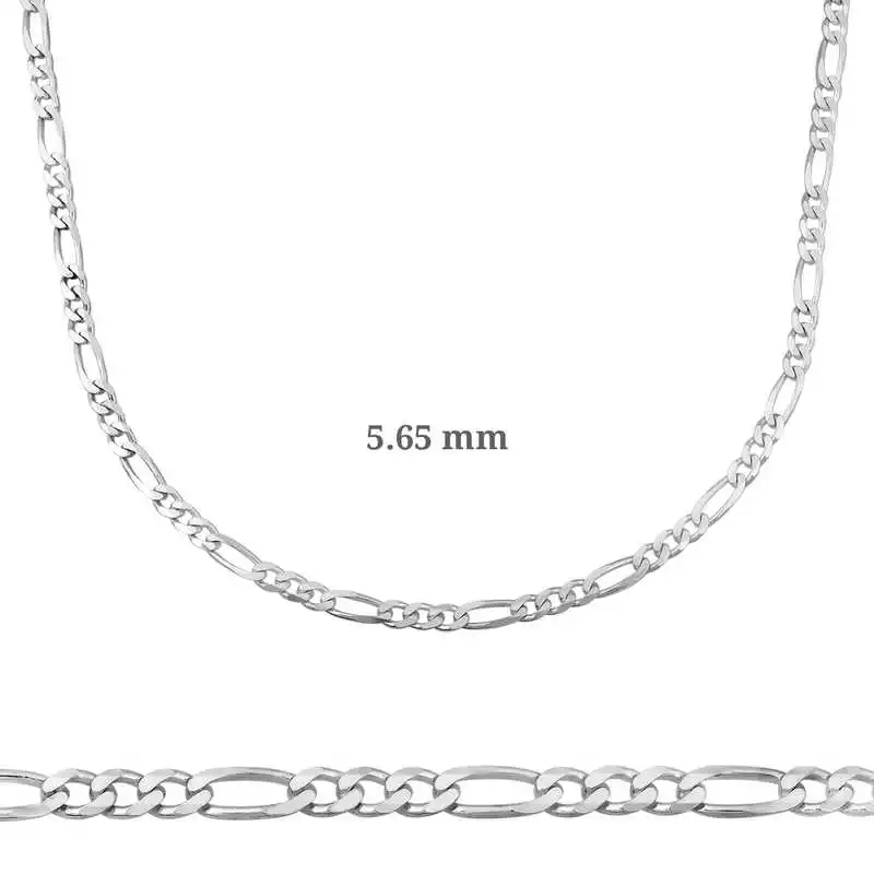 5.65mm Silver Figaro Chain-160 micron