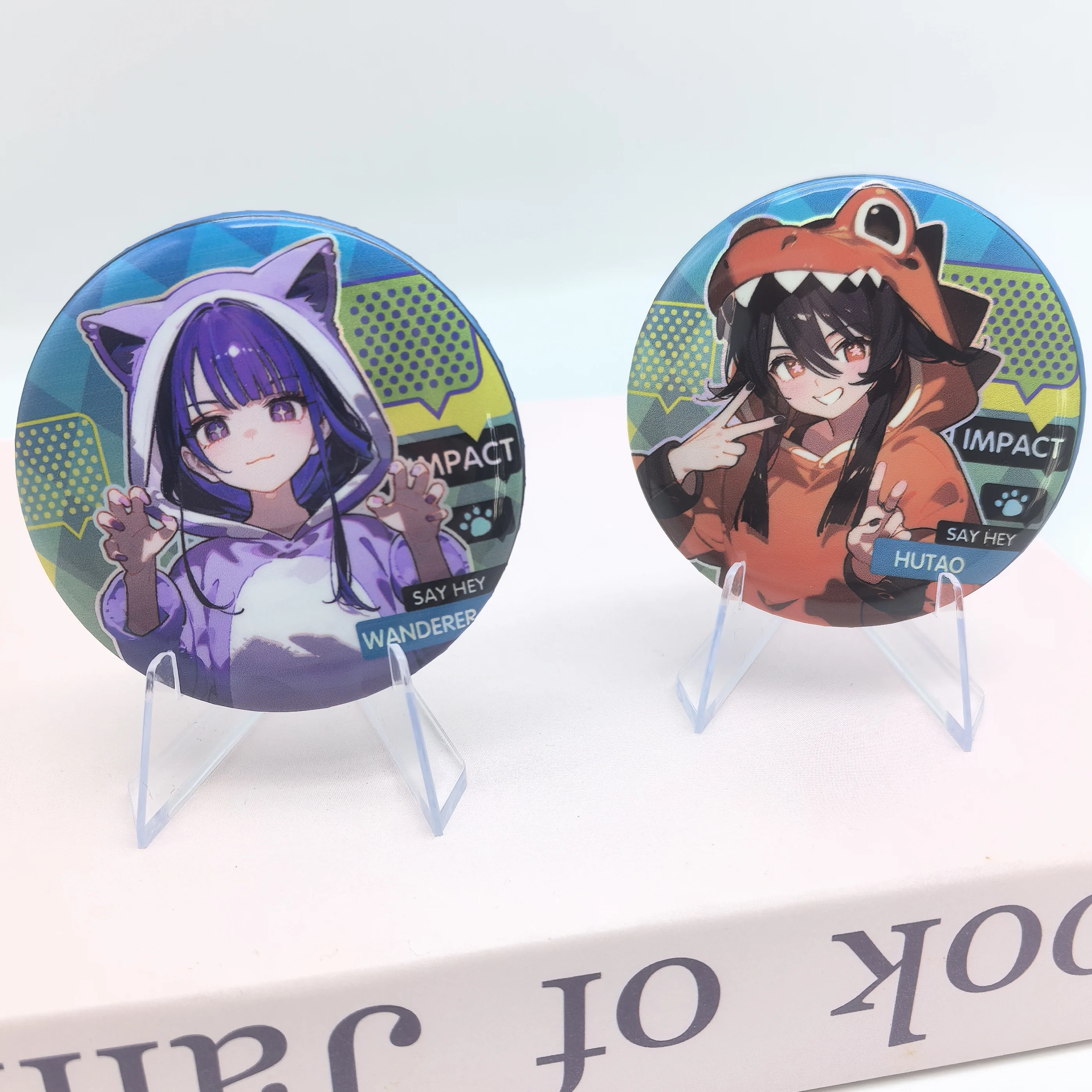 1PC Genshin Impact Tartaglia  Scaramouche Cute Badges Shiny Brooch Cosplay Anime Accessories Kawaii Cartoon Character Badge