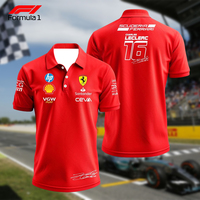 Men's Quick Drying F1 Ferrari Racing Team Short Polo Shirt Breathable Sweat Wicking Casual Sport Top Comfortable Daily Wear