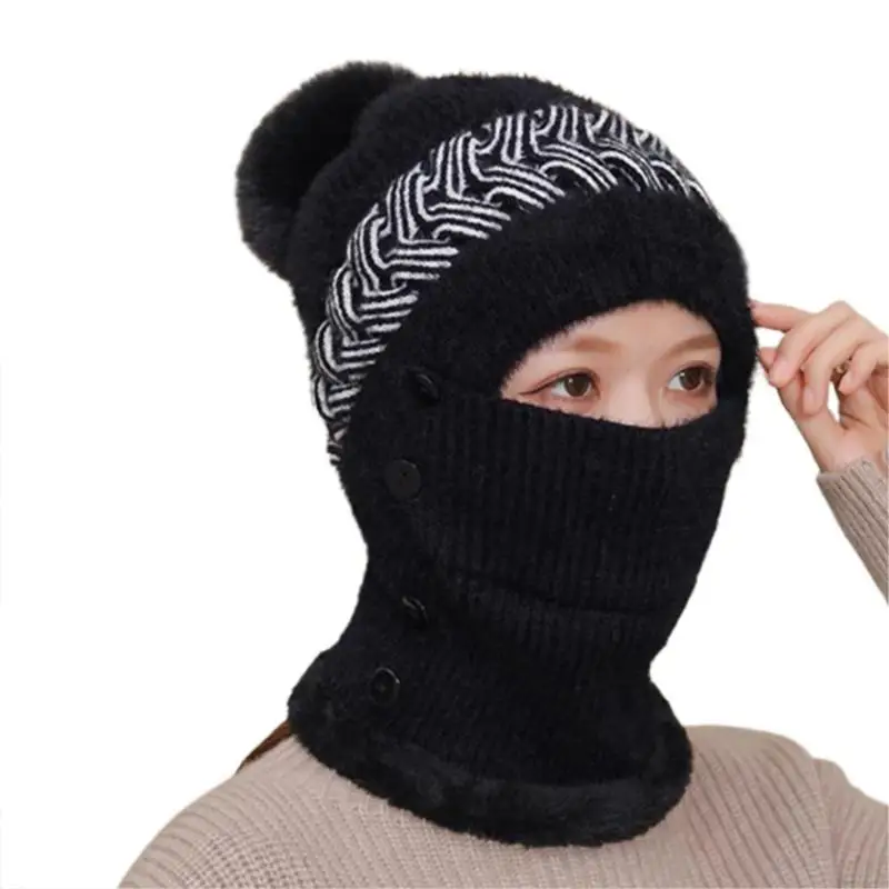 Termiczna czapka typu beanie na szelkach Zestaw szalików Zima Aksamitna kominiarka Wiatroodporna All-Matc
