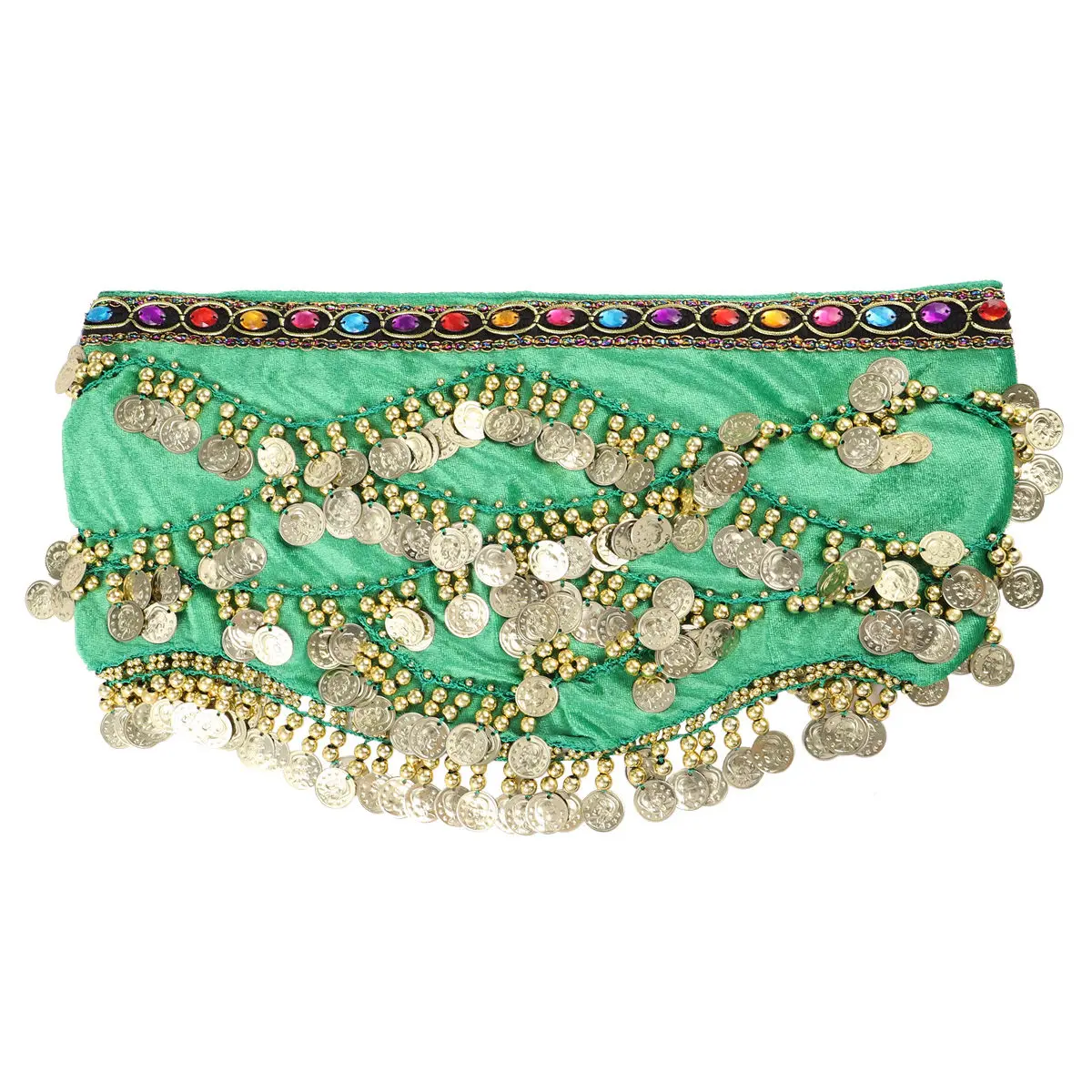 1Pcs Waist Chain Belly Dance Belt Women Hip Scarf with Shimmering Coins Diamonds Elegant Sheer Design for Dance Class Stage Wear